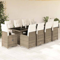11-Delige Bistroset Met Kussens Poly Rattan