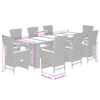 9-Delige Tuinset Poly Rattan Zwart