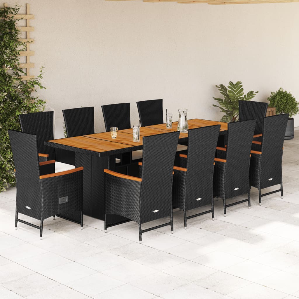9-Delige Tuinset Poly Rattan Zwart