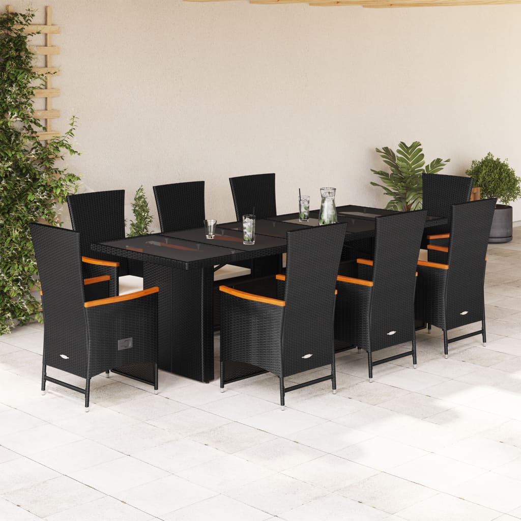 9-Delige Tuinset Poly Rattan Zwart