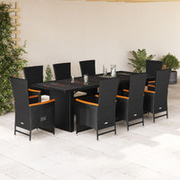 9-Delige Tuinset Poly Rattan Zwart