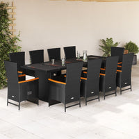 9-Delige Tuinset Poly Rattan Zwart