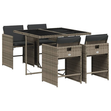 5-Delige Tuinset Met Kussens Poly Rattan Grijs