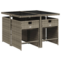 5-Delige Tuinset Met Kussens Poly Rattan Grijs