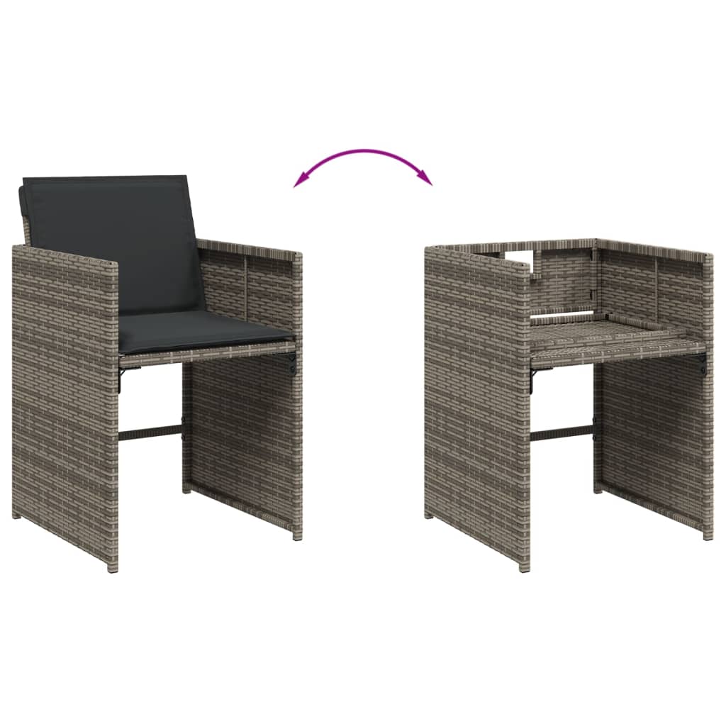 5-Delige Tuinset Met Kussens Poly Rattan Grijs