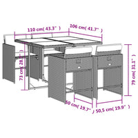 5-Delige Tuinset Met Kussens Poly Rattan Grijs