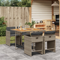 5-Delige Tuinset Met Kussens Poly Rattan Grijs