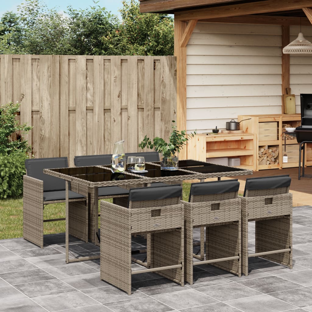 5-Delige Tuinset Met Kussens Poly Rattan Grijs