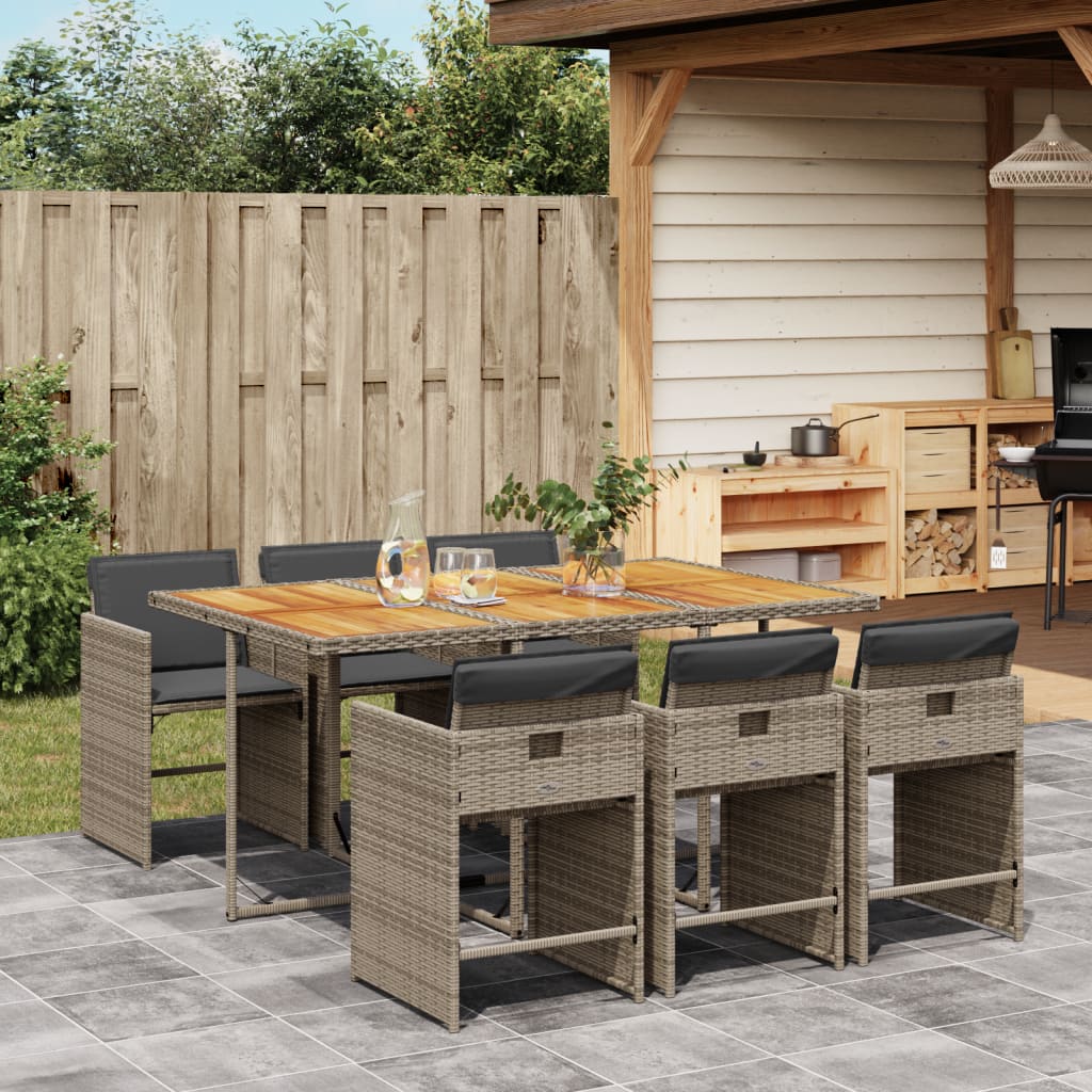 5-Delige Tuinset Met Kussens Poly Rattan Grijs