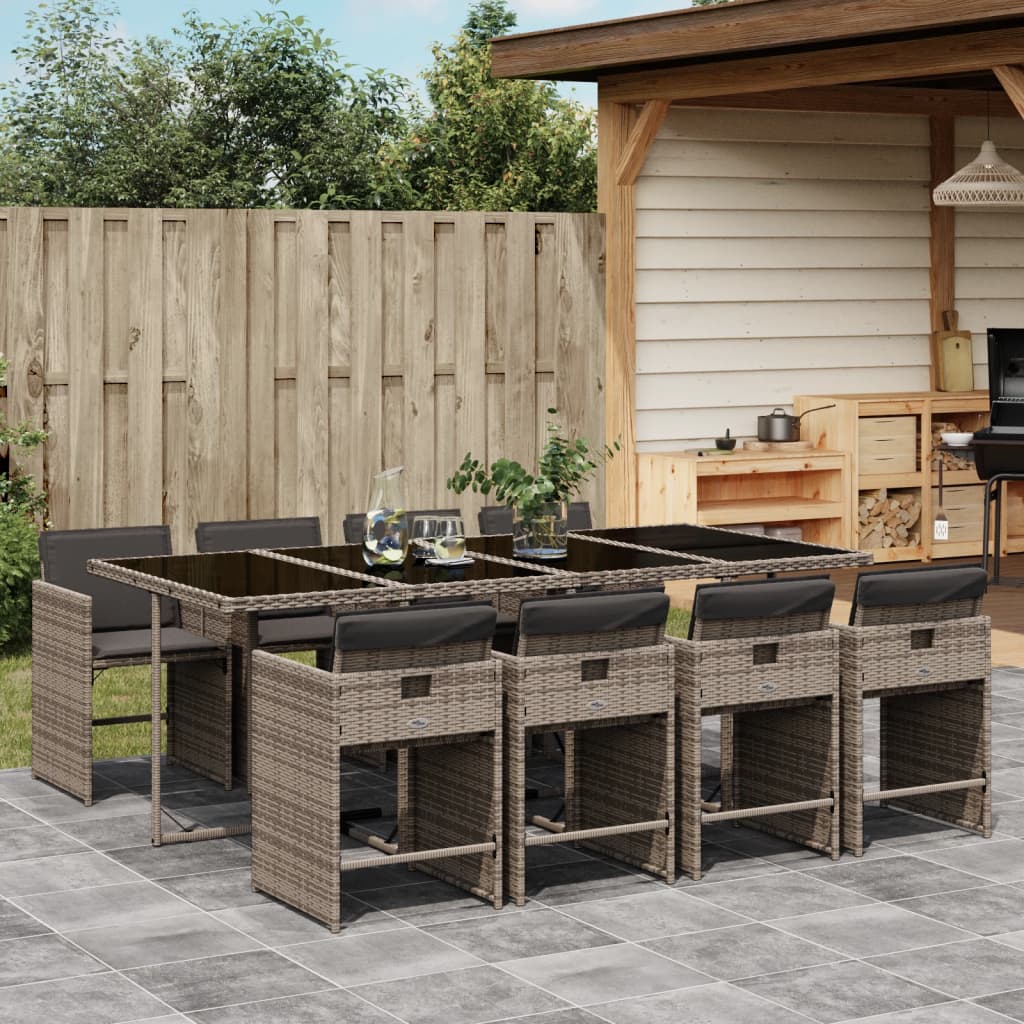 5-Delige Tuinset Met Kussens Poly Rattan Grijs