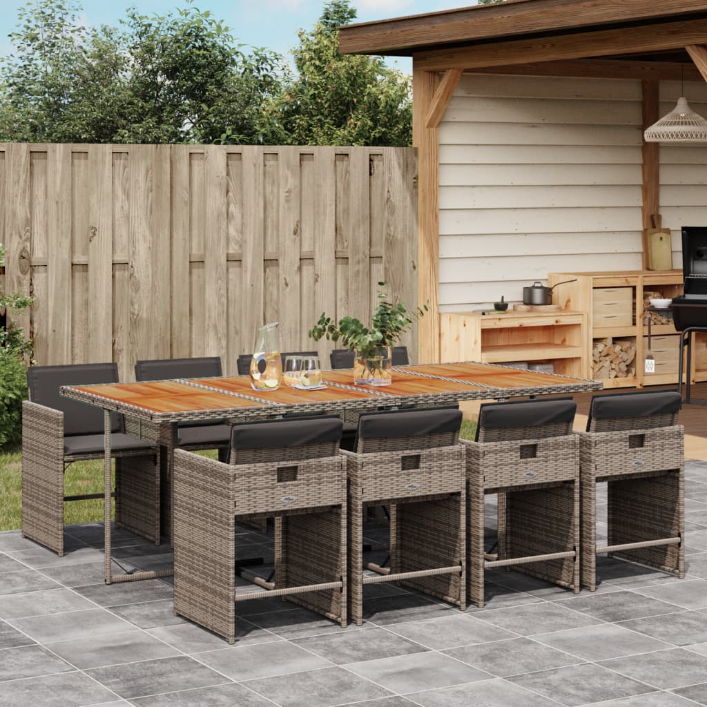 5-Delige Tuinset Met Kussens Poly Rattan Grijs