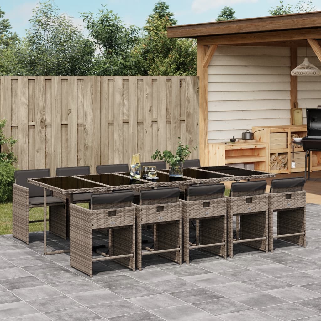 5-Delige Tuinset Met Kussens Poly Rattan Grijs