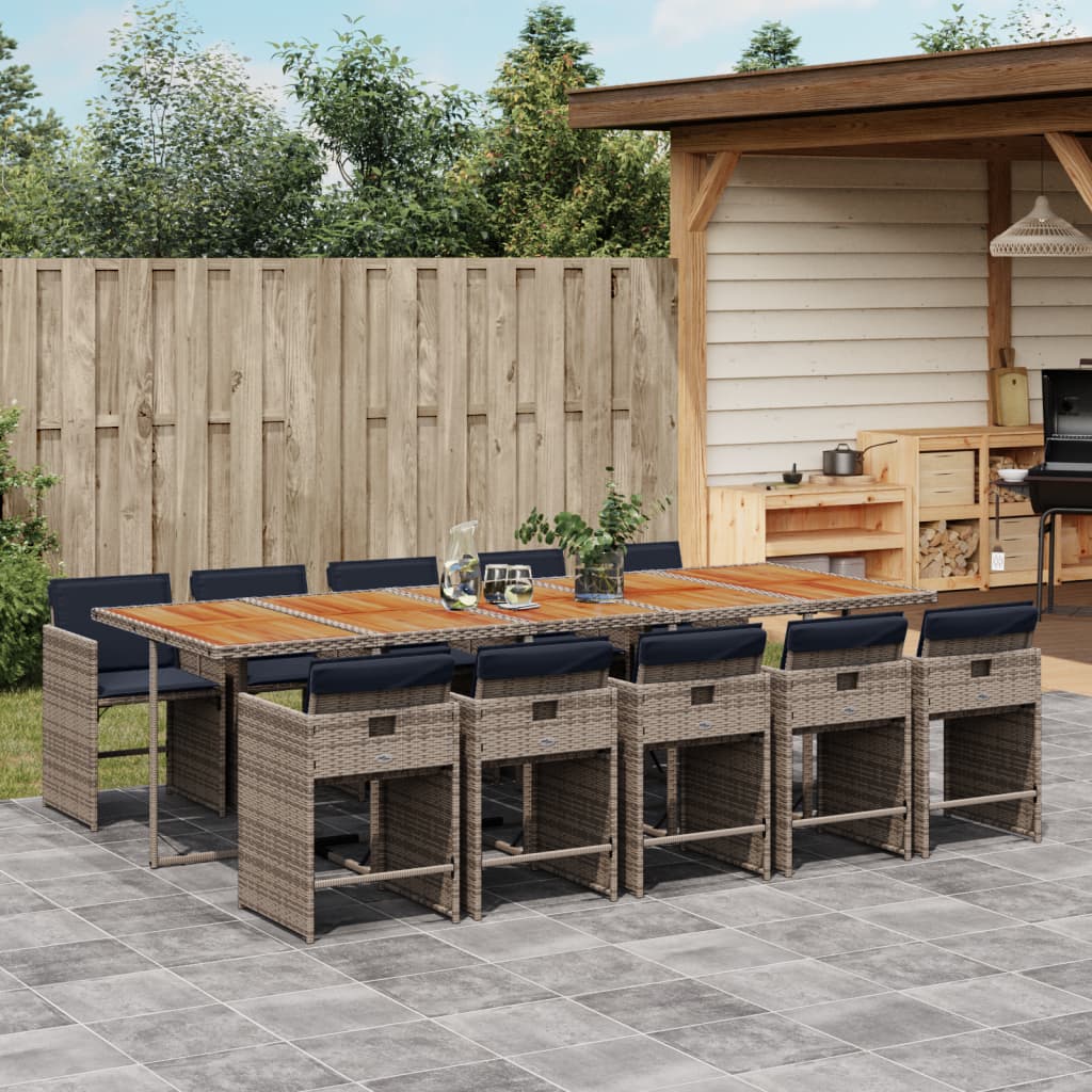 5-Delige Tuinset Met Kussens Poly Rattan Grijs