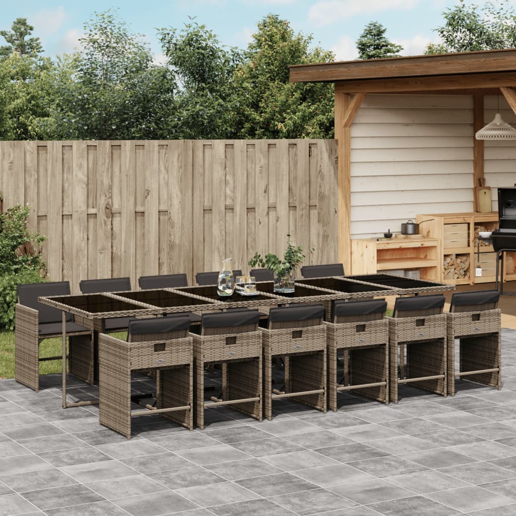 5-Delige Tuinset Met Kussens Poly Rattan Grijs