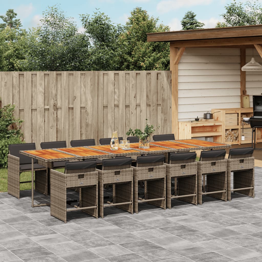 5-Delige Tuinset Met Kussens Poly Rattan Grijs