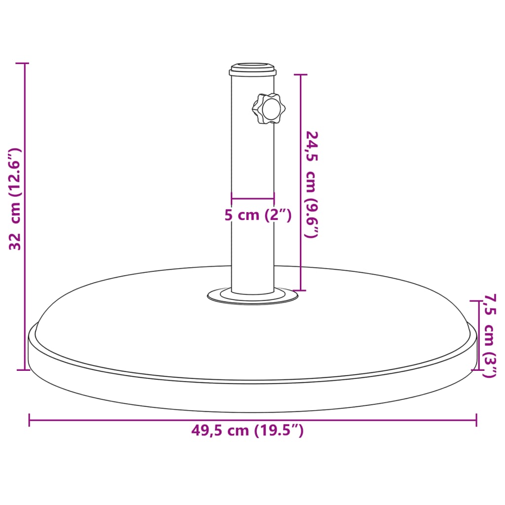 Parasolvoet Voor Stokken Van Ø32/35/38 Mm Rond