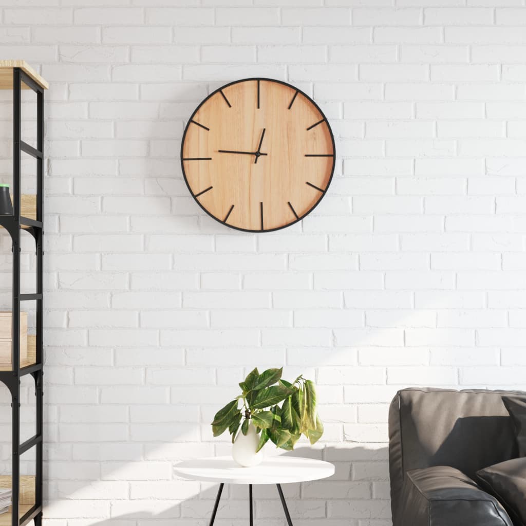 Wandklok Ø39 Cm Ijzer En Bewerkt Hout Bruin