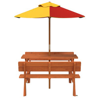 Picknicktafel Voor 4 Kinderen Met Parasol Massief Vurenhout