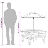 Picknicktafel Voor 4 Kinderen Met Parasol Massief Vurenhout