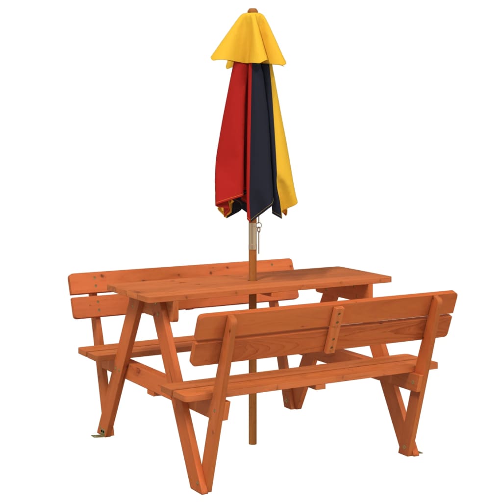 Picknicktafel Voor 4 Kinderen Met Parasol Massief Vurenhout