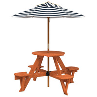 Picknicktafel Voor 4 Kinderen Met Parasol Rond Vurenhout