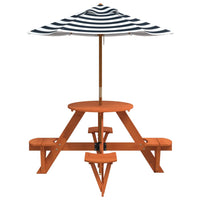 Picknicktafel Voor 4 Kinderen Met Parasol Rond Vurenhout