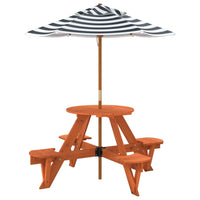 Picknicktafel Voor 4 Kinderen Met Parasol Rond Vurenhout