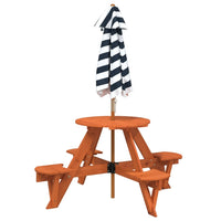Picknicktafel Voor 4 Kinderen Met Parasol Rond Vurenhout