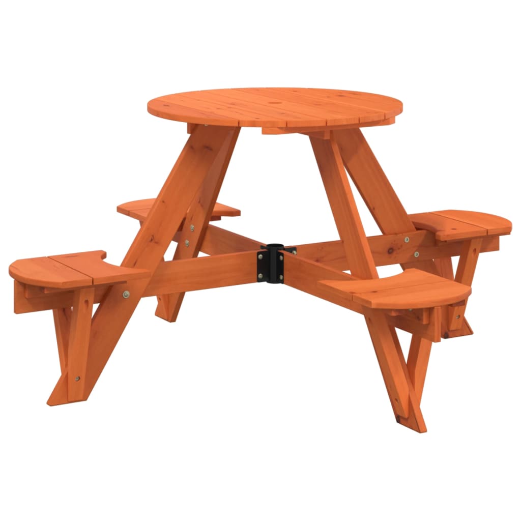 Picknicktafel Voor 4 Kinderen Met Parasol Rond Vurenhout