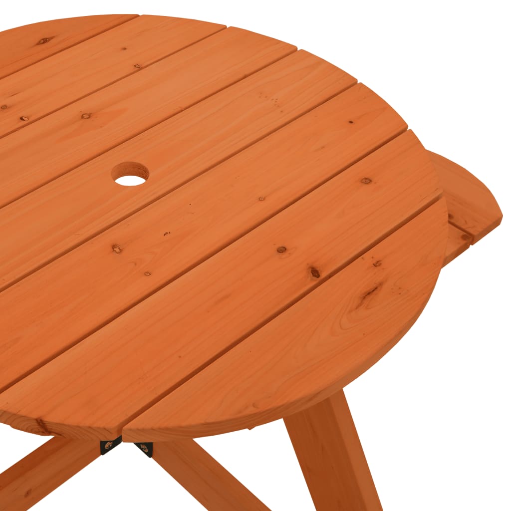 Picknicktafel Voor 4 Kinderen Met Parasol Rond Vurenhout