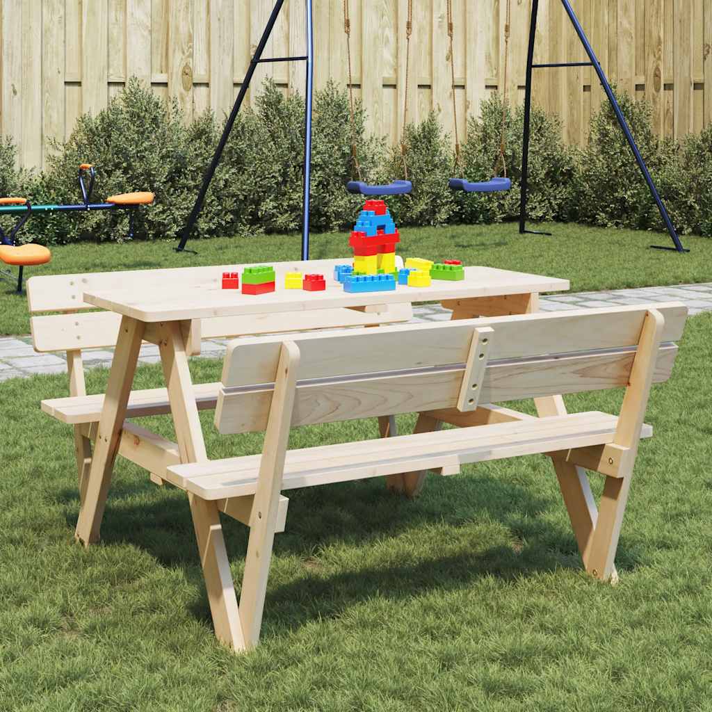 Picknicktafel Voor 4 Kinderen Met Parasol Massief Vurenhout