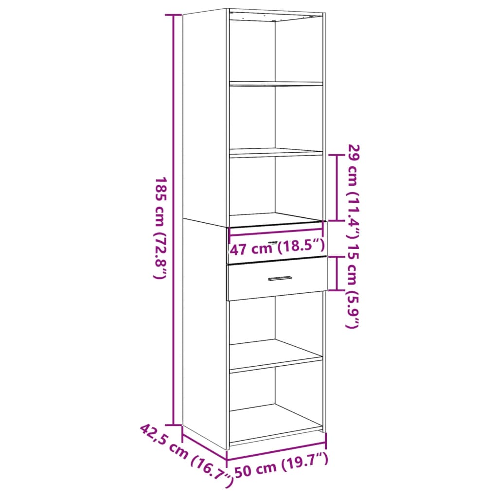 Hoge Kast 50X42,5X185 Cm Bewerkt Hout