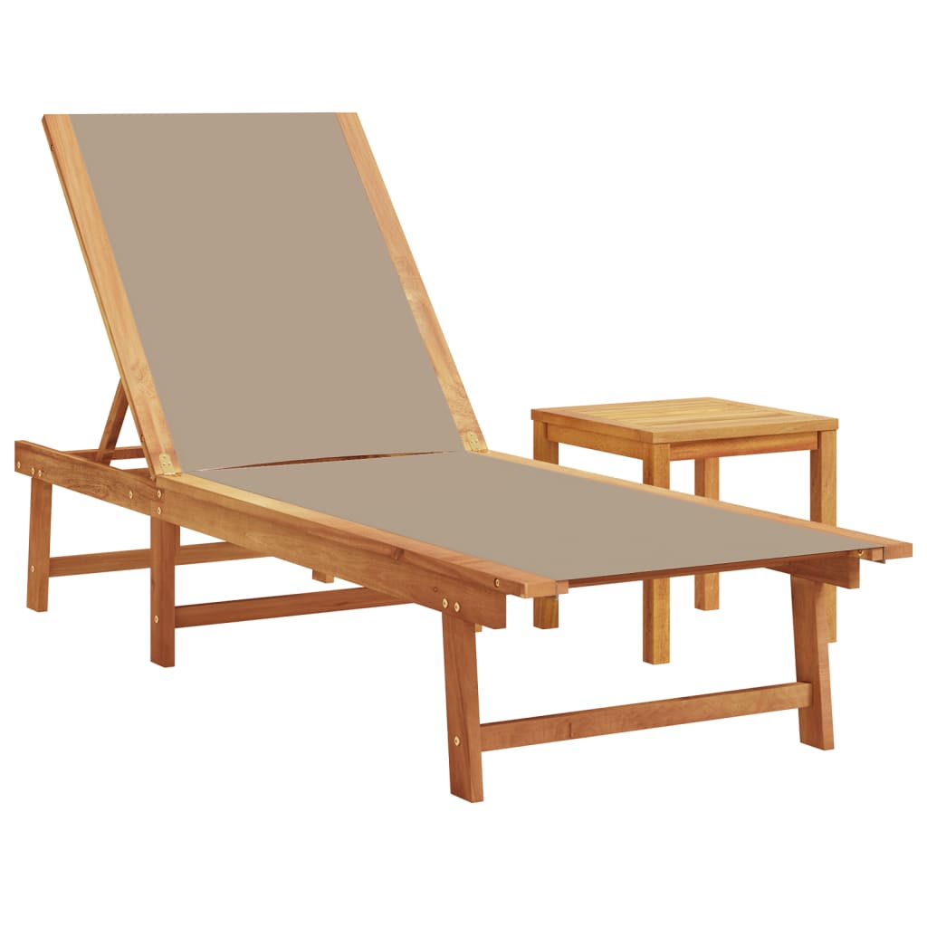 Ligbed Met Tafel Massief Acaciahout En Textileen