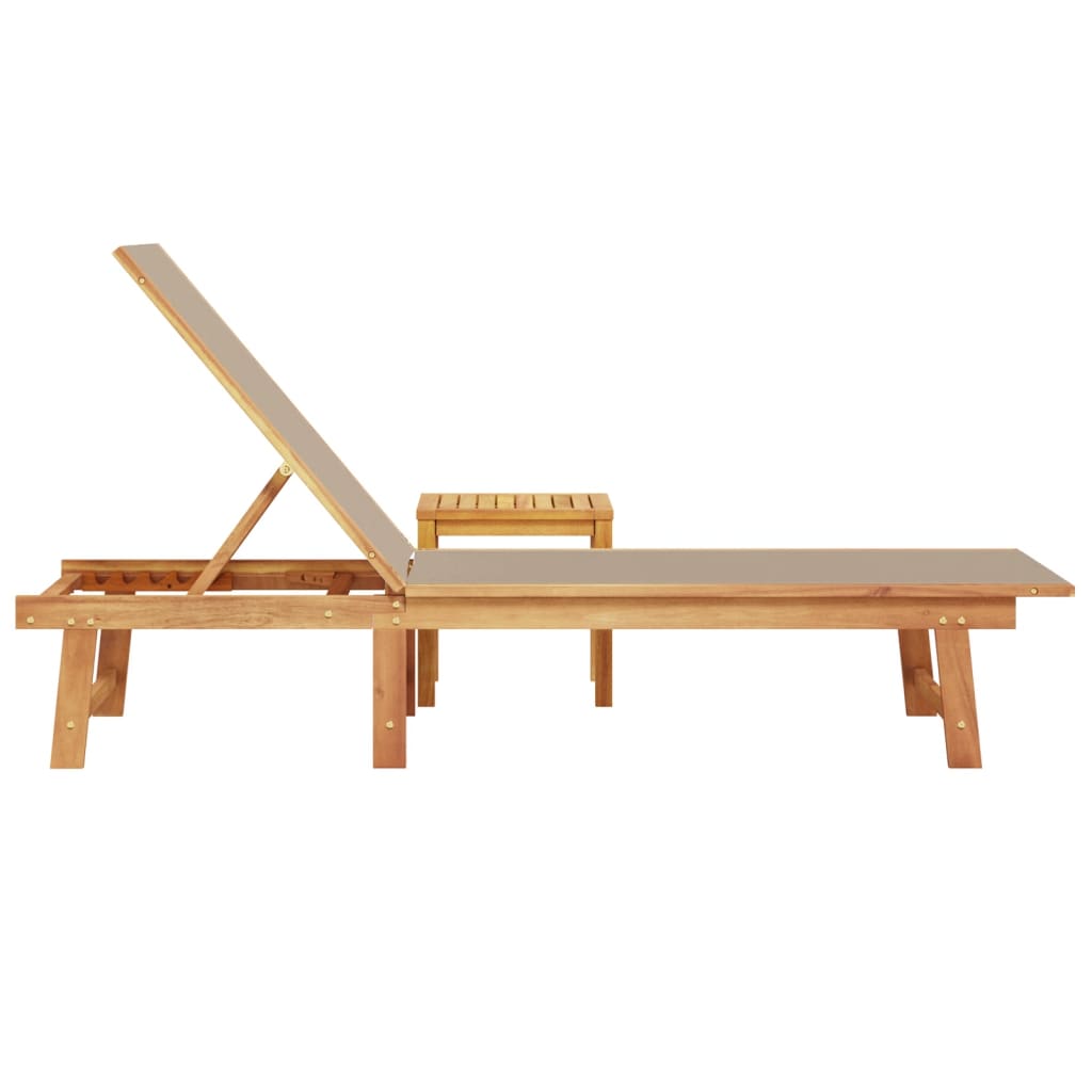 Ligbed Met Tafel Massief Acaciahout En Textileen