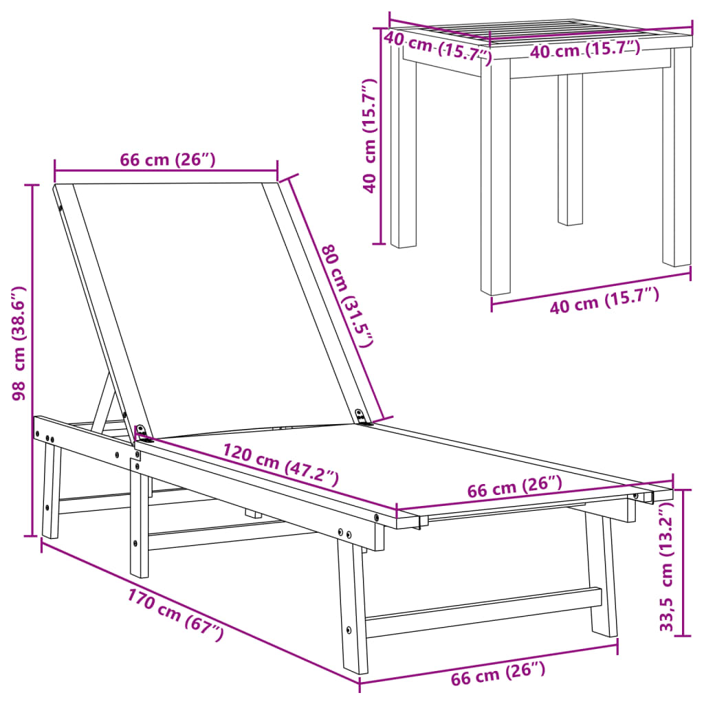 Ligbed Met Tafel Massief Acaciahout En Textileen