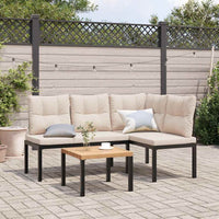 3-Delige Loungeset Met Kussens Gepoedercoat Staal Zwart