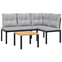 3-Delige Loungeset Met Kussens Gepoedercoat Staal Zwart