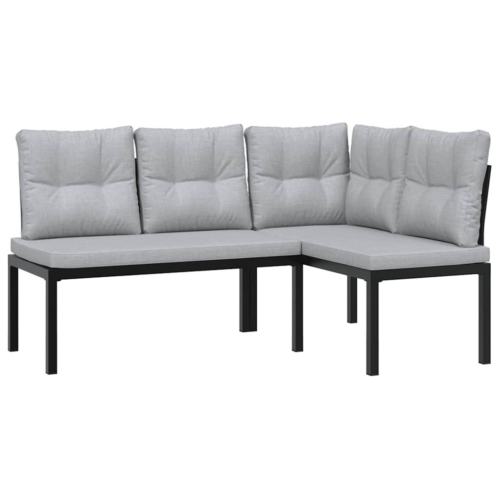 3-Delige Loungeset Met Kussens Gepoedercoat Staal Zwart