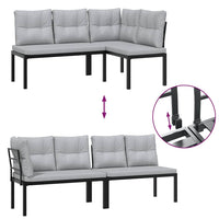 3-Delige Loungeset Met Kussens Gepoedercoat Staal Zwart