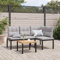 3-Delige Loungeset Met Kussens Gepoedercoat Staal Zwart