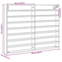 Vitrinekast 100X8,5X75 Cm Bewerkt Hout Wit