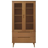 Vitrinekast Molde 90X35X175 Cm Massief Grenenhout