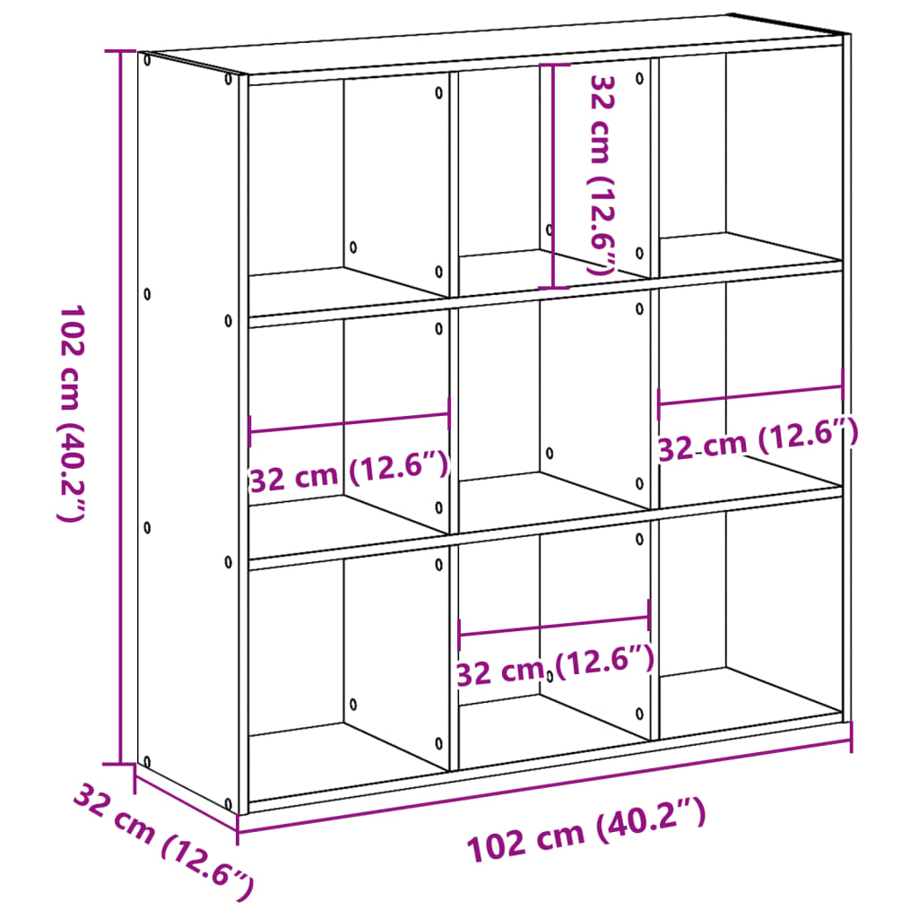Boekenkast 102X32X Bewerkt Hout Kleurig Gerookt Eiken