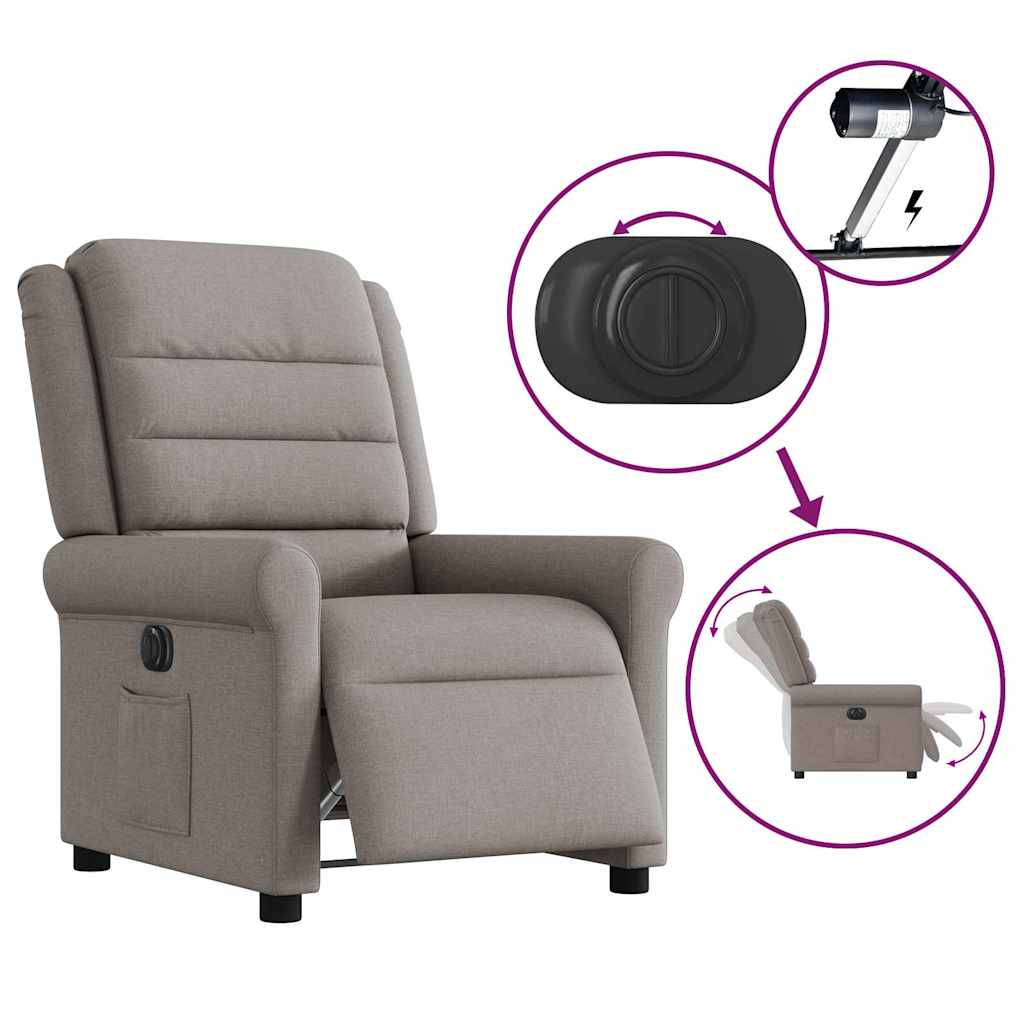 Fauteuil Verstelbaar Elektrisch Stof Taupe
