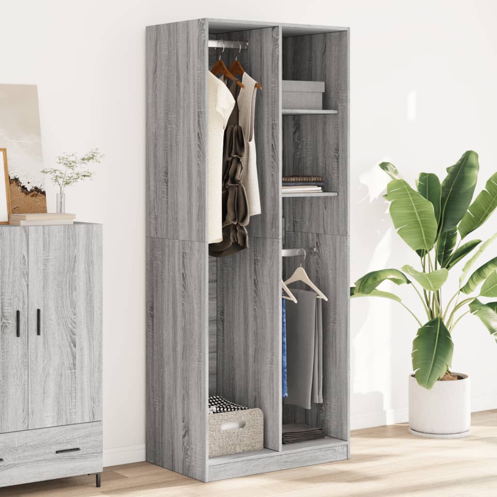 Kledingkast Bewerkt Hout Eikenkleur Grijs Sonoma