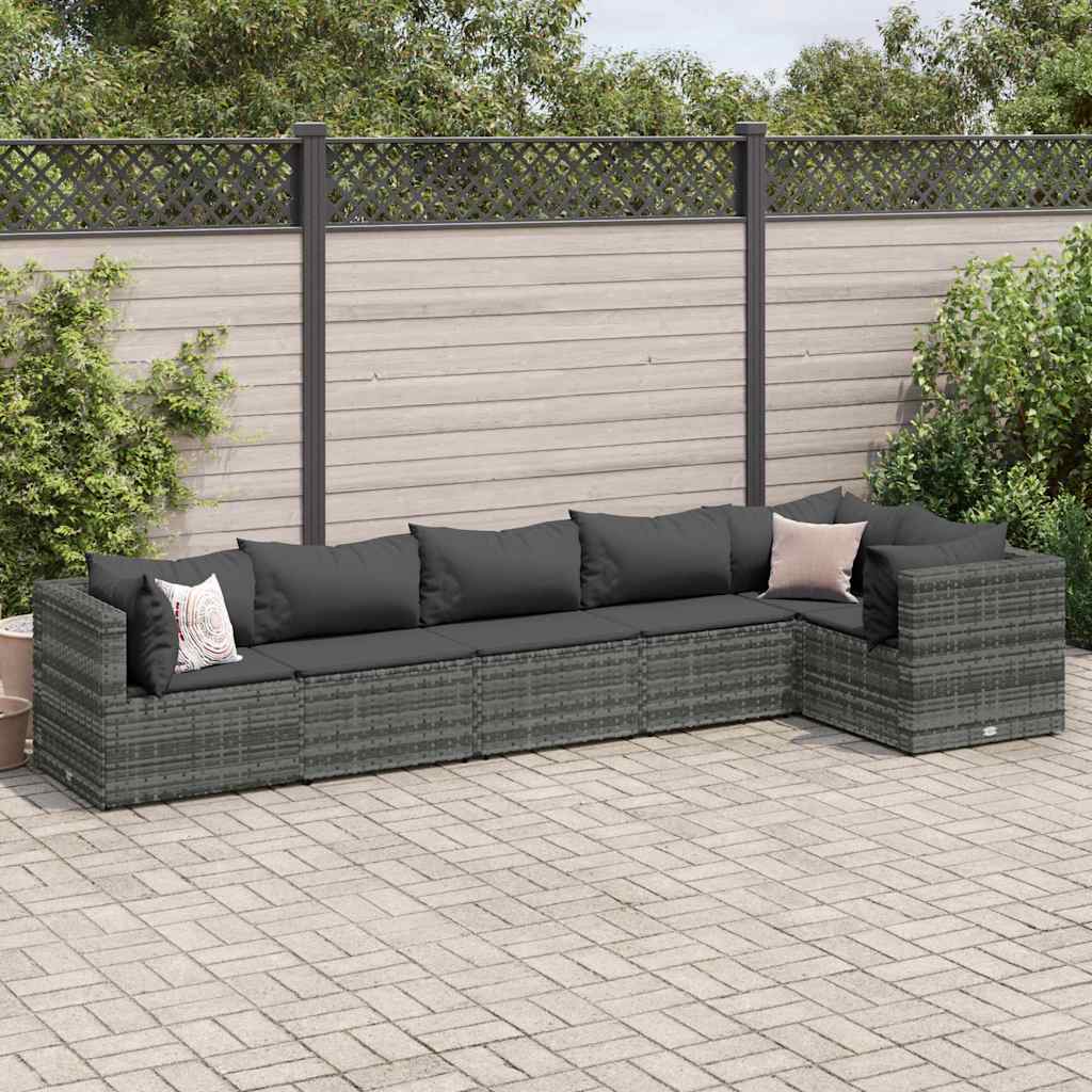 6-Delige Loungeset Met Kussens Poly Rattan