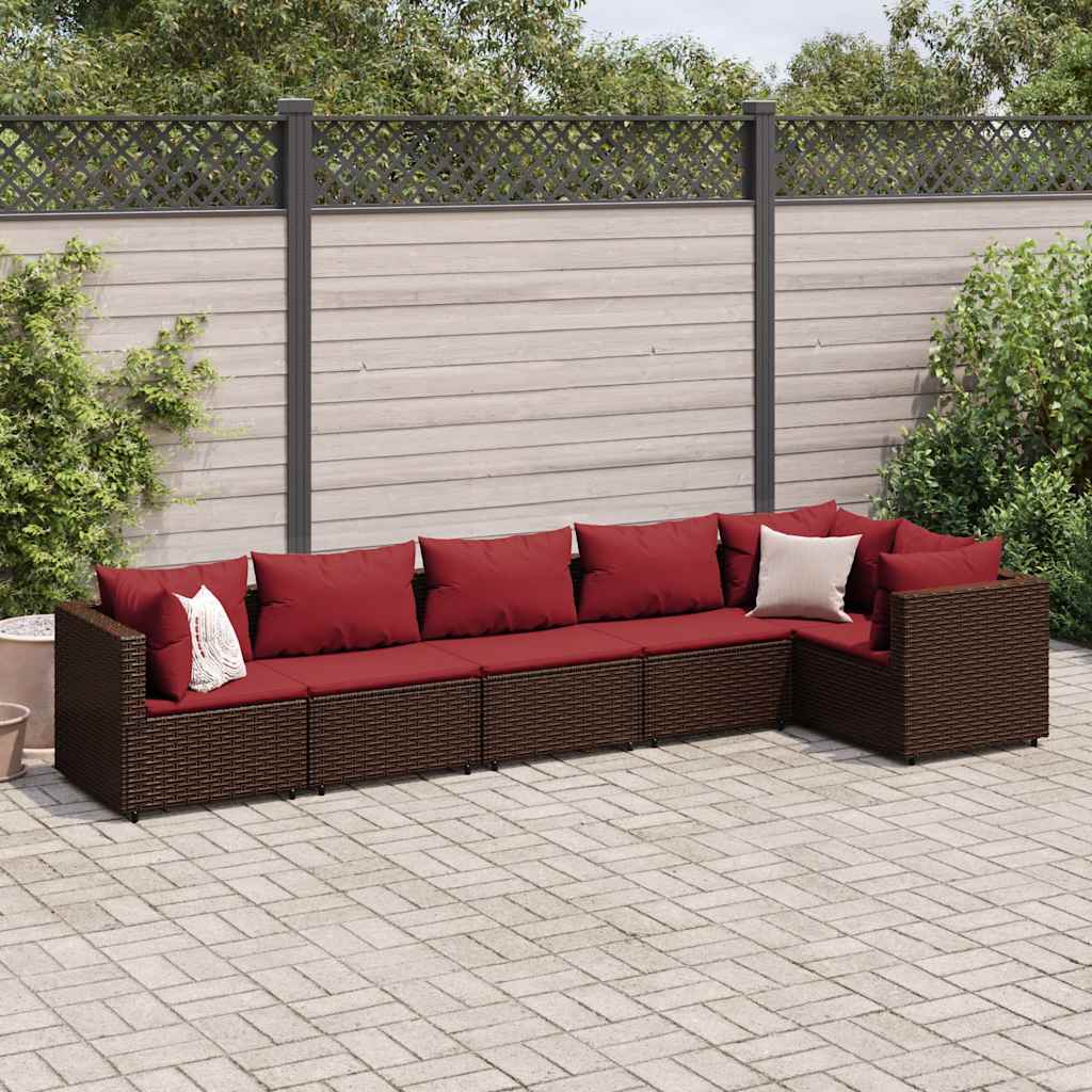 6-Delige Loungeset Met Kussens Poly Rattan