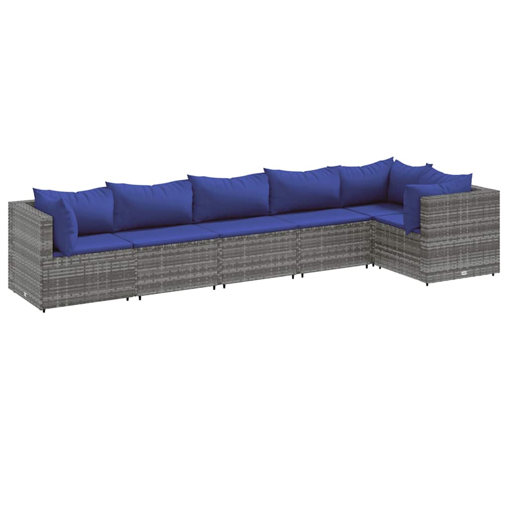6-Delige Loungeset Met Kussens Poly Rattan