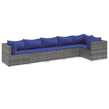 6-Delige Loungeset Met Kussens Poly Rattan
