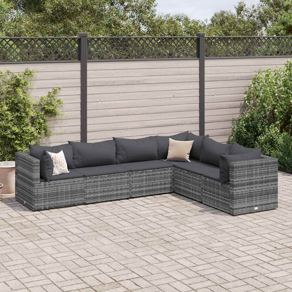 6-Delige Loungeset Met Kussens Poly Rattan
